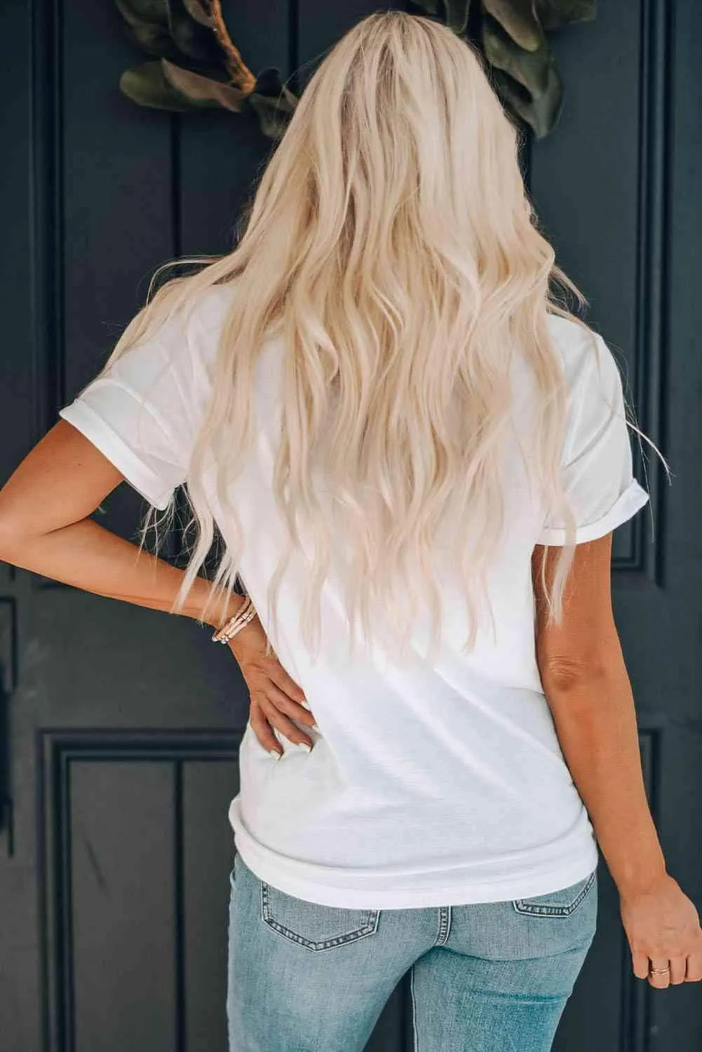 Graphic Round Neck Short Sleeve T-Shirt Women's T-Shirts - Tophatter Daily Deals