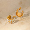 18K Gold-Plated Pearl C-Hoop Earrings Earrings - Tophatter Daily Deals