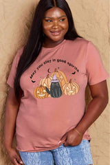 Simply Love Full Size MAY YOU STAY IN GOOD SPIRITS Graphic Cotton T-Shirt Dusty Pink Women's T-Shirts - Tophatter Daily Deals