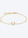 Q To U Zircon 925 Sterling Silver Bracelet U Gold One Size Bracelets - Tophatter Daily Deals