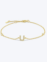 Q To U Zircon 925 Sterling Silver Bracelet U Gold One Size Bracelets - Tophatter Daily Deals