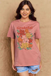 Simply Love Full Size GRATEFUL Flower Graphic Cotton T-Shirt Women's T-Shirts - Tophatter Daily Deals