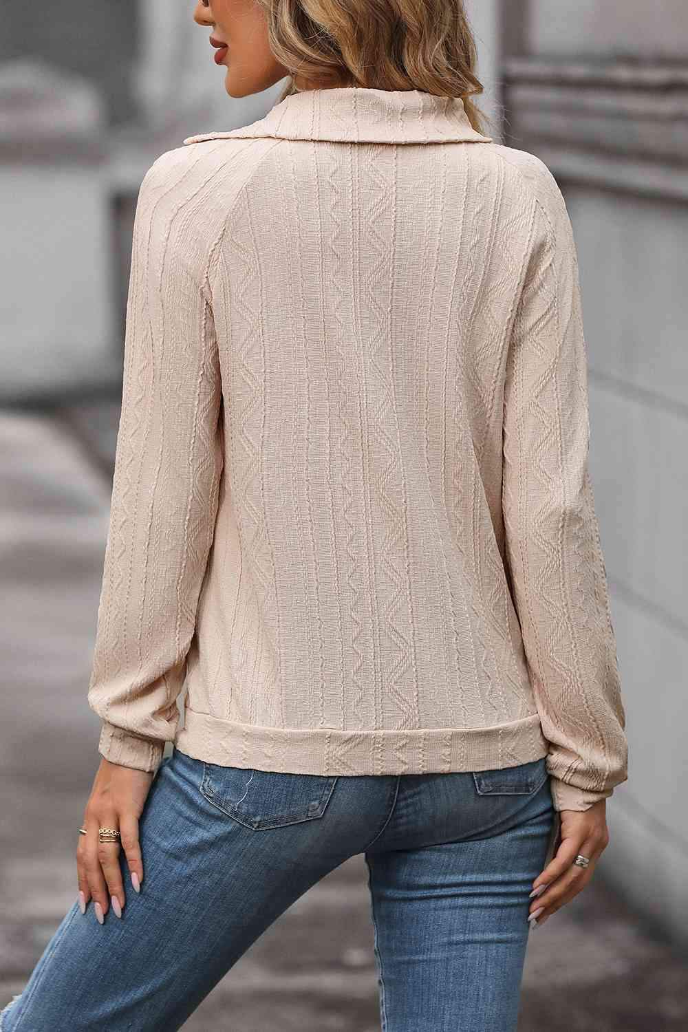 Decorative Button Long Sleeve Top Blouses - Tophatter Daily Deals