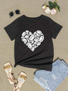 Heart Round Neck Short Sleeve T-Shirt Women's T-Shirts - Tophatter Daily Deals