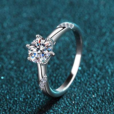 1 Carat Moissanite 925 Sterling Silver Ring Moissanite - Tophatter Daily Deals