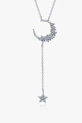 Star & Moon Moissanite Necklace Silver One Size Moissanite - Tophatter Daily Deals