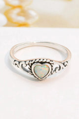 925 Sterling Silver Heart-Shape Opal Ring Opal - Tophatter Daily Deals