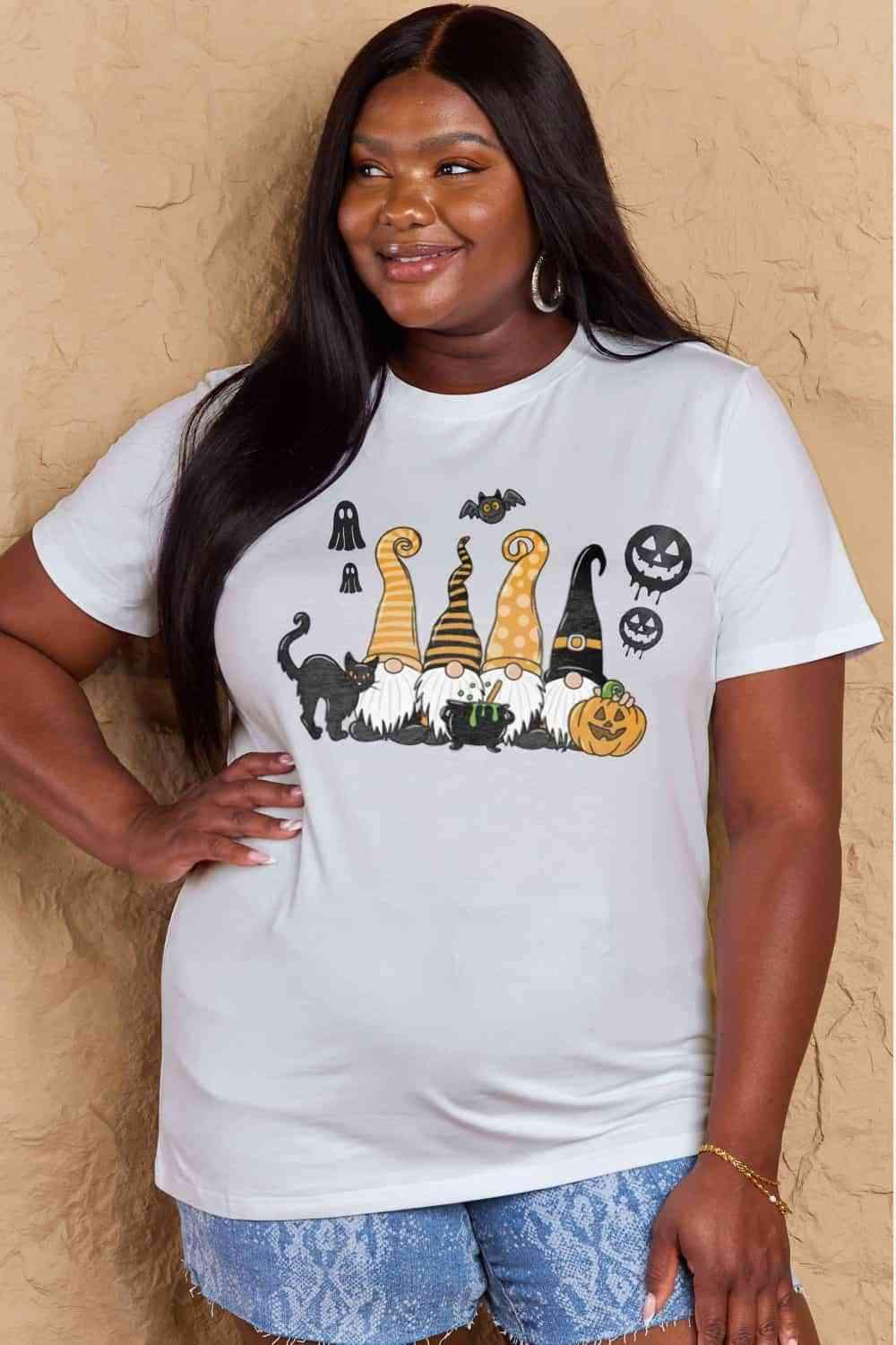 Simply Love Full Size Halloween Theme Graphic Cotton T-Shirt Women's T-Shirts - Tophatter Daily Deals