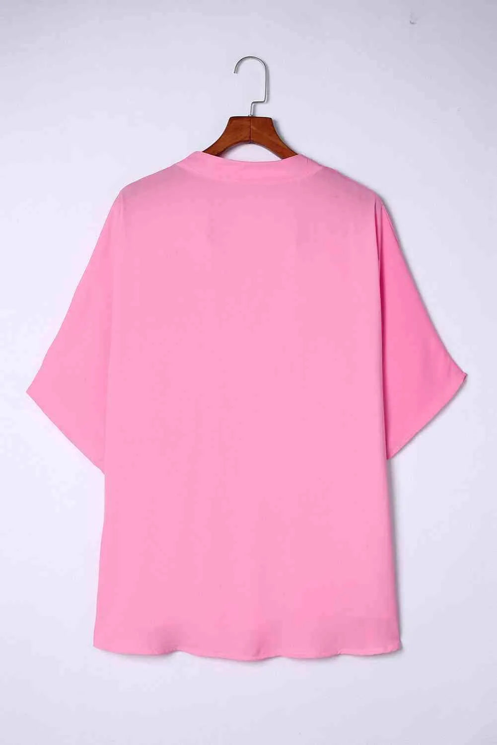 Plus Size Notched Neck Half Sleeve Blouse Blouses - Tophatter Daily Deals