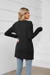 Notched Neck Ribbed Long Sleeve T-Shirt Women's T-Shirts - Tophatter Daily Deals