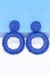 Round Shape Raffia Grass Dangle Earrings Earrings - Tophatter Daily Deals