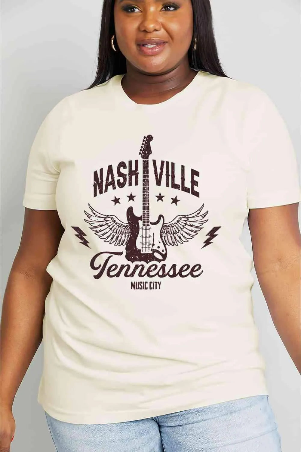 Simply Love Simply Love Full Size NASHVILLE TENNESSEE MUSIC CITY Graphic Cotton Tee Women's T-Shirts - Tophatter Daily Deals
