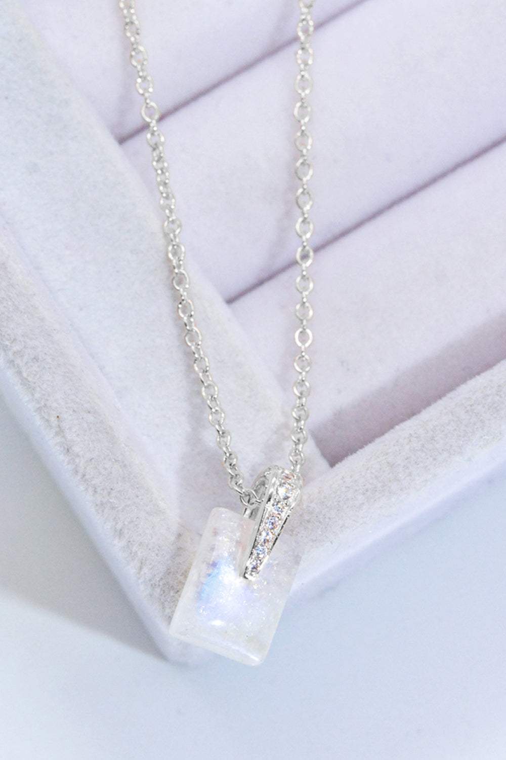 925 Sterling Silver Natural Moonstone Pendant Necklace Moonstone - Tophatter Daily Deals