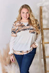 Hailey & Co Full Size Printed Round Neck Blouse Blouses - Tophatter Daily Deals