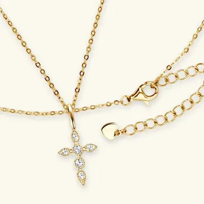 925 Sterling Silver Moissanite Cross Pendant Necklace Moissanite - Tophatter Daily Deals