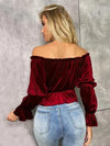 Off-Shoulder Flounce Sleeve Blouse Blouses - Tophatter Daily Deals