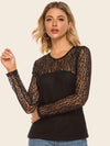 Lace Yoke Spliced Top Blouses - Tophatter Daily Deals