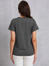 Round Neck Short Sleeve T-Shirt Women's T-Shirts - Tophatter Daily Deals