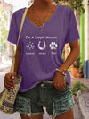 Full Size Graphic V-Neck T-Shirt Purple Women's T-Shirts - Tophatter Daily Deals