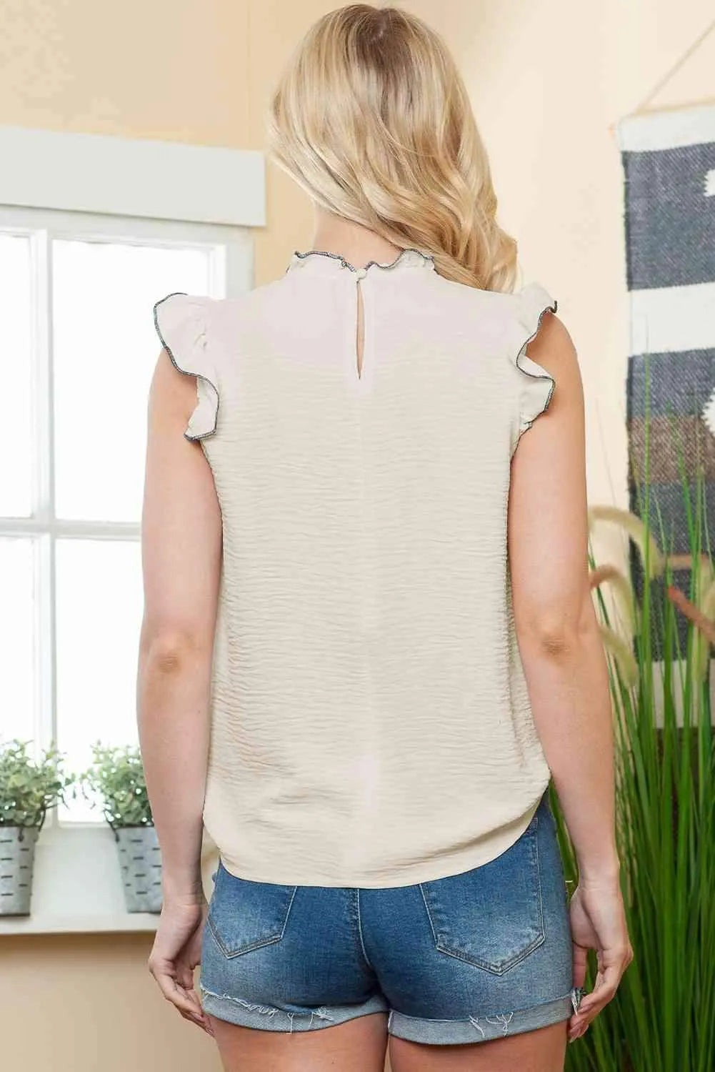 Mock Neck Cap Sleeve Blouse Blouses - Tophatter Daily Deals