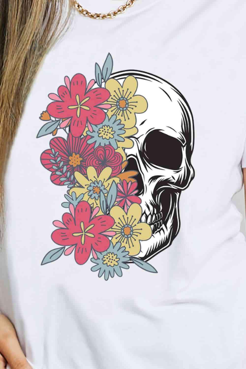 Simply Love Full Size Skull Graphic Cotton T-Shirt Women's T-Shirts - Tophatter Daily Deals