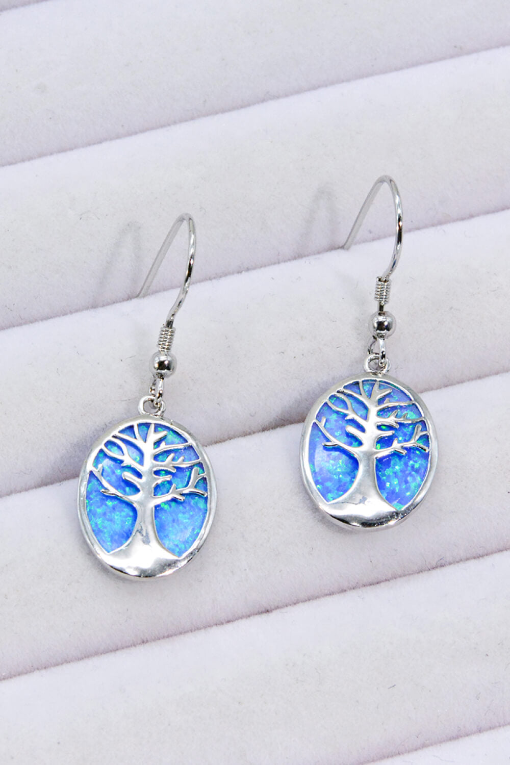 Opal Blue Platinum-Plated Drop Earrings - Tophatter Shopping Deals - Electronics, Jewelry, Auction, App, Bidding, Gadgets, Fashion