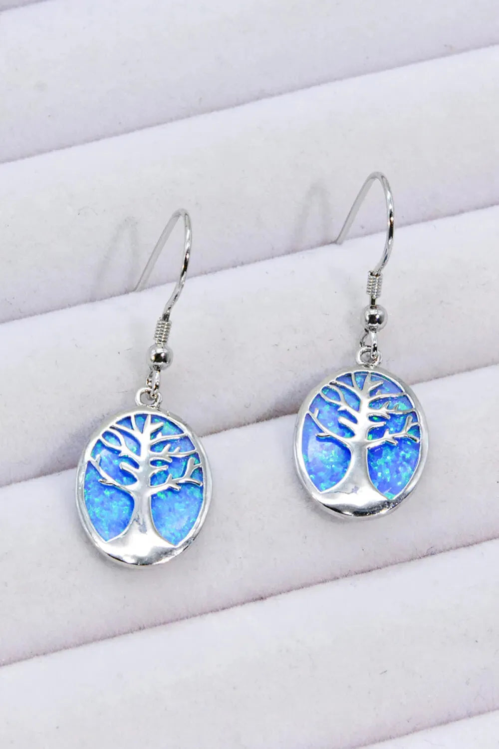 Opal Blue Platinum-Plated Drop Earrings Blue One Size Opal - Tophatter Daily Deals