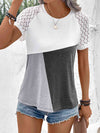 Color Block Raglan Sleeve Round Neck Tee Mid Gray Women's T-Shirts - Tophatter Daily Deals