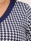 Plus Size Houndstooth V-Neck Long Sleeve Blouse Blouses - Tophatter Daily Deals