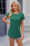 Round Neck Rolled Short Sleeve T-Shirt Women's T-Shirts - Tophatter Daily Deals