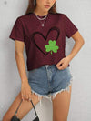 Heart Lucky Clover Short Sleeve T-Shirt Women's T-Shirts - Tophatter Daily Deals