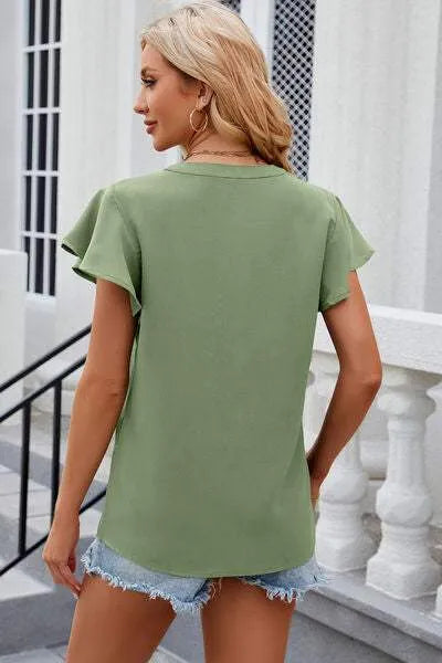Notched Cap Sleeve T-Shirt Women's T-Shirts - Tophatter Daily Deals