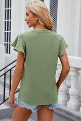 Notched Cap Sleeve T-Shirt Women's T-Shirts - Tophatter Daily Deals