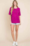 BOMBOM At The Fair Animal Textured Top Blouses - Tophatter Daily Deals