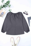 Notched Neck Balloon Sleeve Blouse Blouses - Tophatter Daily Deals