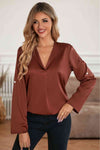 Roll-Tab Sleeve Collared Neck Blouse - Tophatter Deals