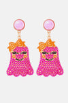 Smiling Ghost Shape Synthetic Pearl Earrings Hot Pink One Size Earrings - Tophatter Daily Deals