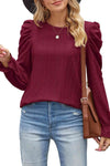 Round Neck Puff Sleeve Blouse Blouses - Tophatter Daily Deals