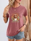 BUT FIRST ICE COFFEE Round Neck T-Shirt Light Mauve Women's T-Shirts - Tophatter Daily Deals