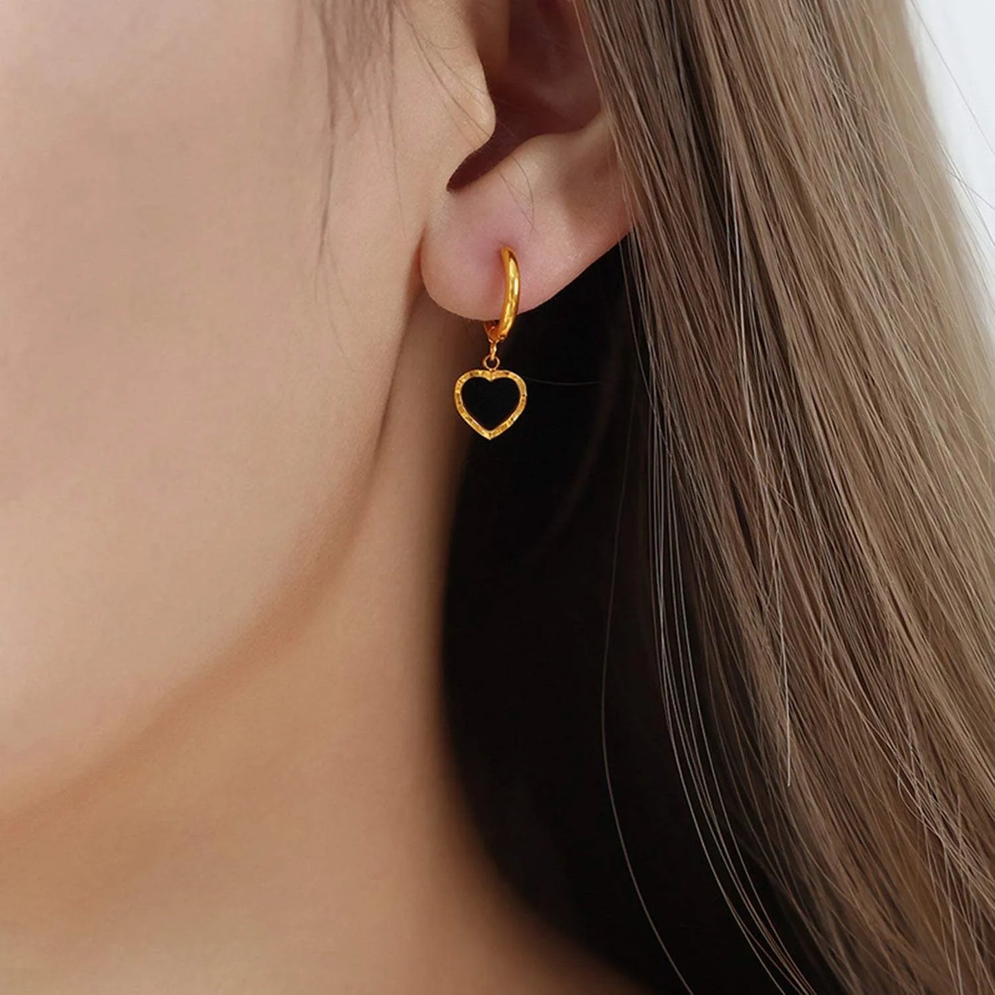 18K Gold-Plated Heart Drop Earrings Earrings - Tophatter Daily Deals