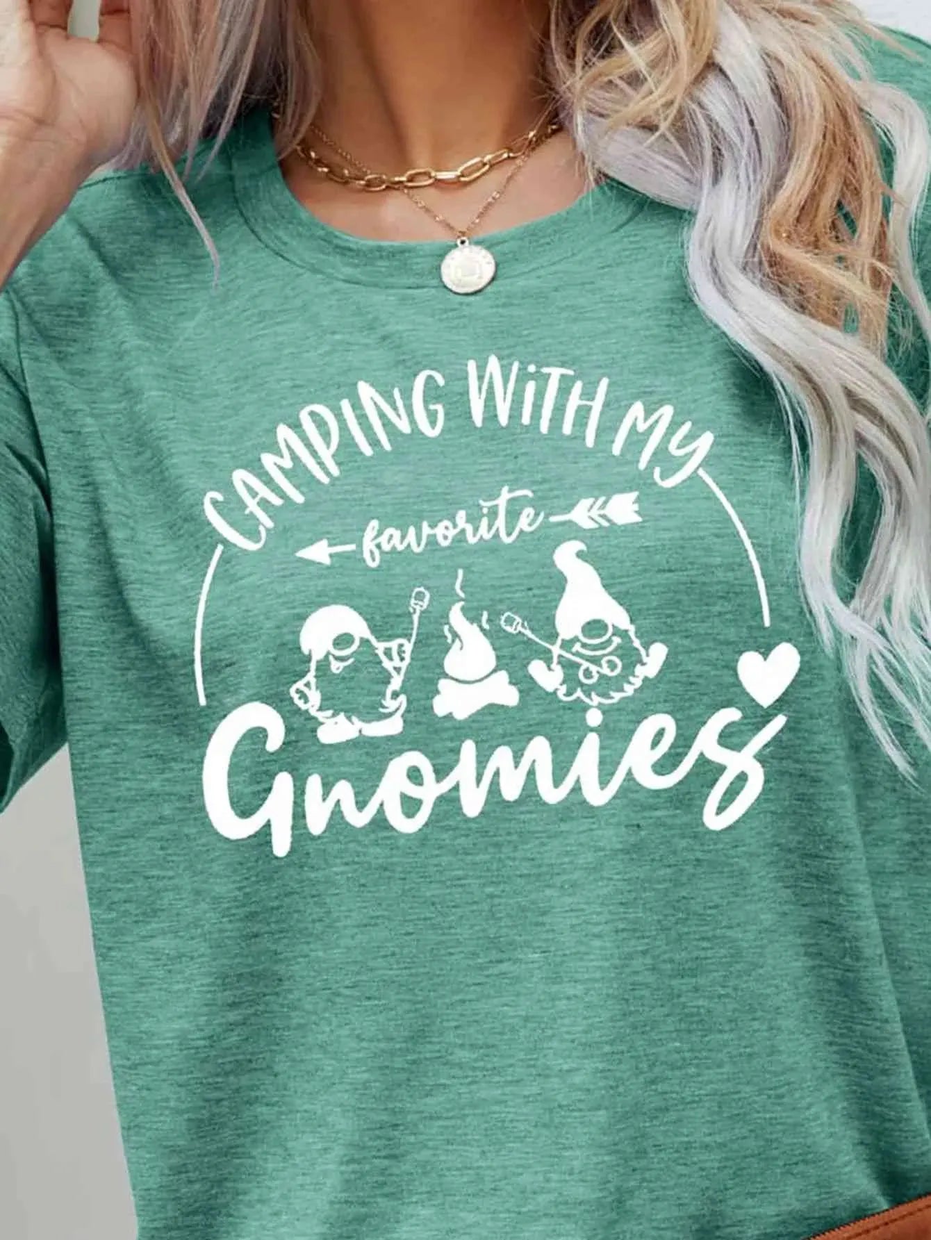 CAMPING WITH MY FAVORITE GNOMIES Graphic Tee Women's T-Shirts - Tophatter Daily Deals