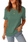 Distressed Round Neck Tee Black Forest Women's T-Shirts - Tophatter Daily Deals