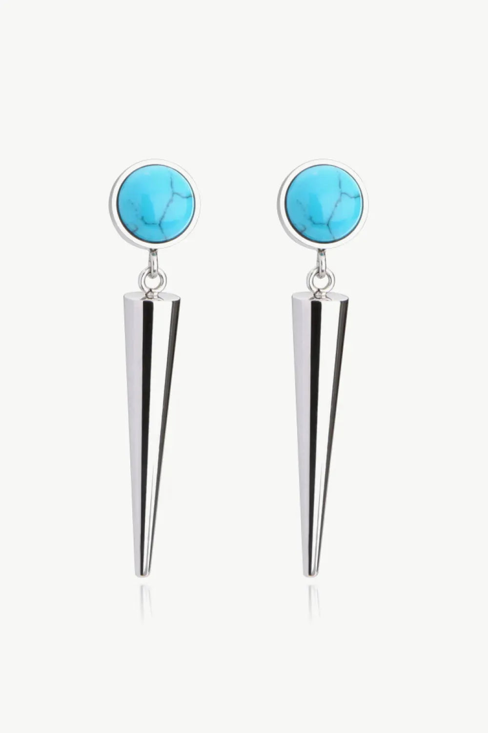 18K Stainless Steel Turquoise Drop Earrings Silver Blue One Size Earrings - Tophatter Daily Deals