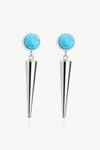 18K Stainless Steel Turquoise Drop Earrings Silver Blue One Size Earrings - Tophatter Daily Deals
