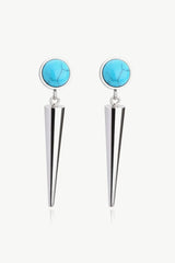 18K Stainless Steel Turquoise Drop Earrings Silver Blue One Size Earrings - Tophatter Daily Deals