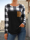 Plaid Round Neck Long Sleeve T-Shirt Women's T-Shirts - Tophatter Daily Deals