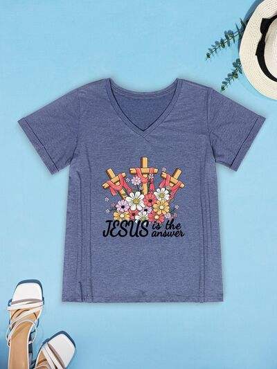 JESUS IS THE ANSWER V-Neck T-Shirt Women's T-Shirts - Tophatter Daily Deals