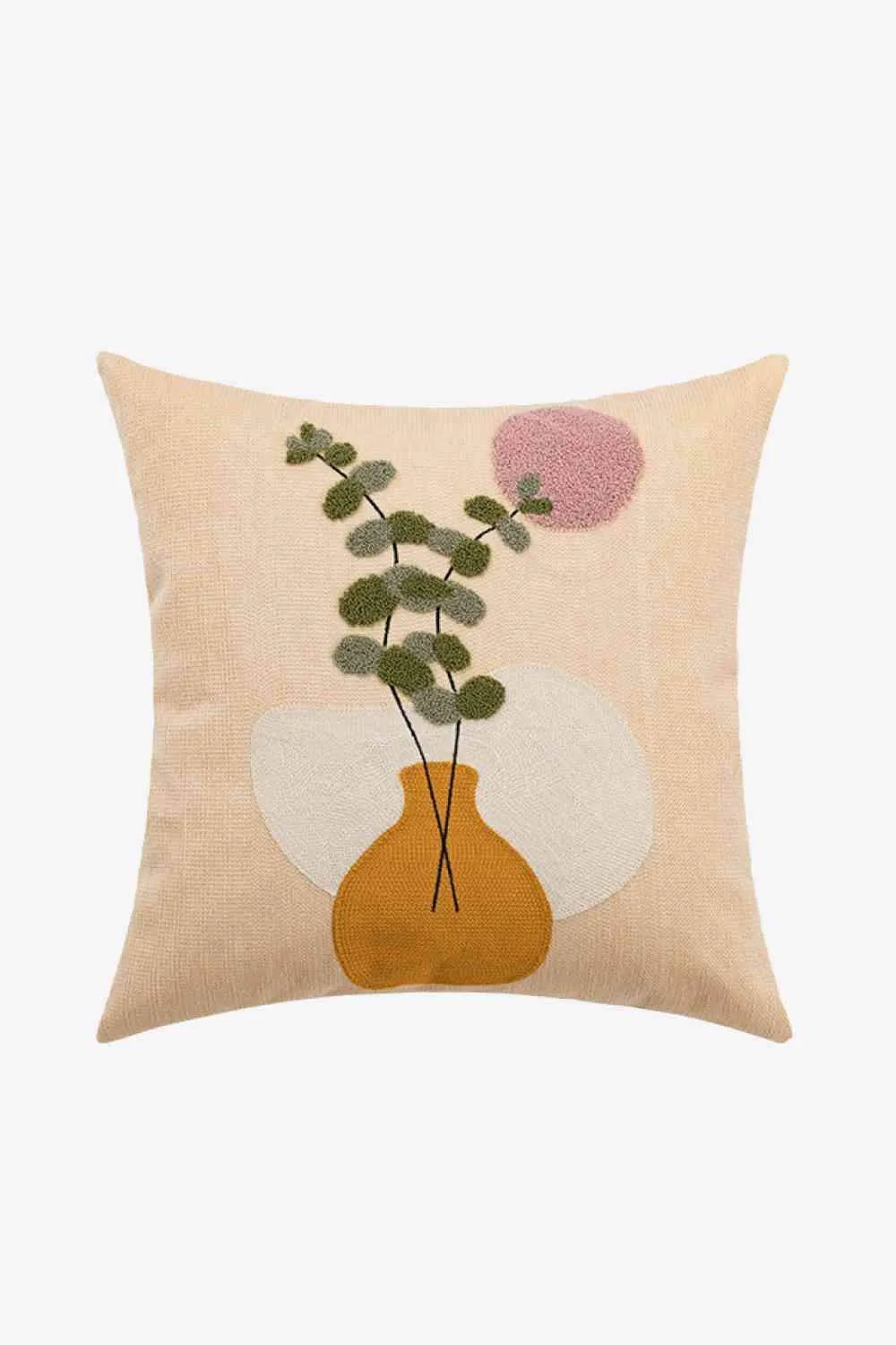 Embroidered Square Decorative Throw Pillow Case Tan One Size Decorative Pillowcases - Tophatter Daily Deals