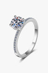 1 Carat Moissanite Rhodium-Plated Side Stone Ring Silver Moissanite - Tophatter Daily Deals