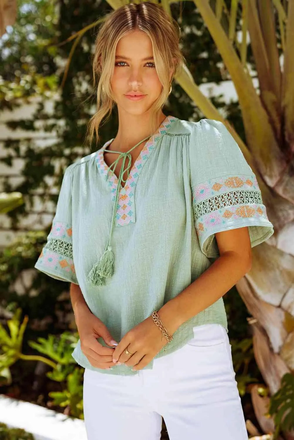 Bohemian Tassel Half Puff Sleeve Top Blouses - Tophatter Daily Deals